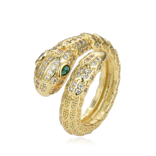 Cubic Zirconia Micro Pave Brass Ring, Snake, fashion jewelry & micro pave cubic zirconia & for woman, more colors for choice, Sold By PC