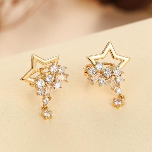 Cubic Zirconia Micro Pave Brass Earring, fashion jewelry & micro pave cubic zirconia & for woman, more colors for choice, 25x17mm, Sold By PC