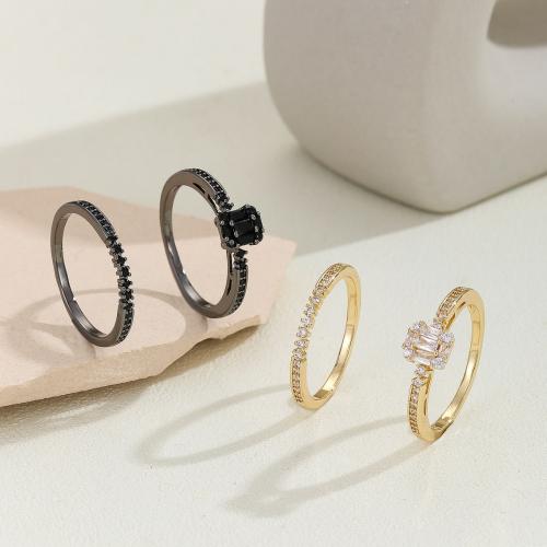 Fashion Brass Ring Set 2 pieces & Unisex & micro pave cubic zirconia Sold By Set