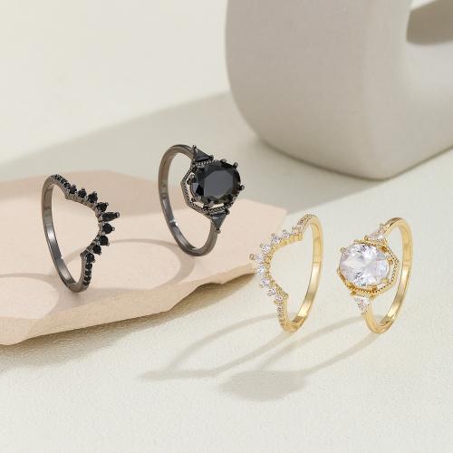 Mode Messing Ring Set, 2 Stück & unisex & verschiedene Größen vorhanden & Micro pave Zirkonia, keine, verkauft von setzen