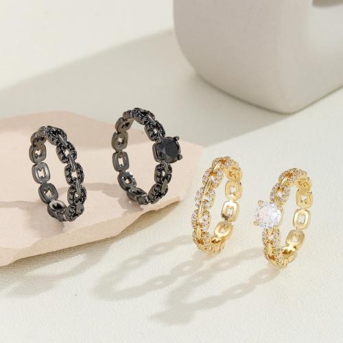 Fashion Brass Ring Set, 2 pieces & Unisex & different size for choice & micro pave cubic zirconia, more colors for choice, Sold By Set