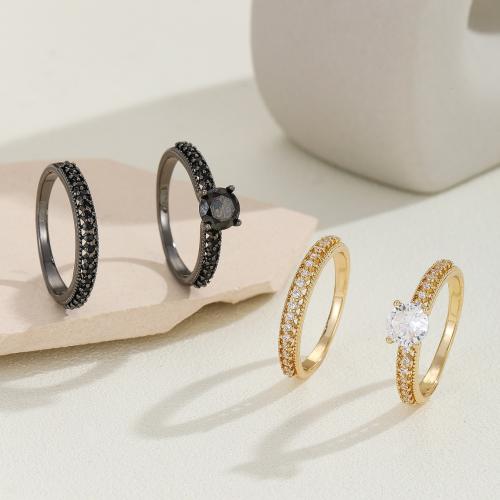 Fashion Brass Ring Set 2 pieces & Unisex & micro pave cubic zirconia Sold By Set