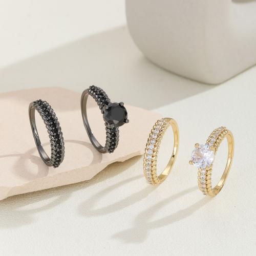 Fashion Brass Ring Set, 2 pieces & Unisex & different size for choice & micro pave cubic zirconia, more colors for choice, Sold By Set