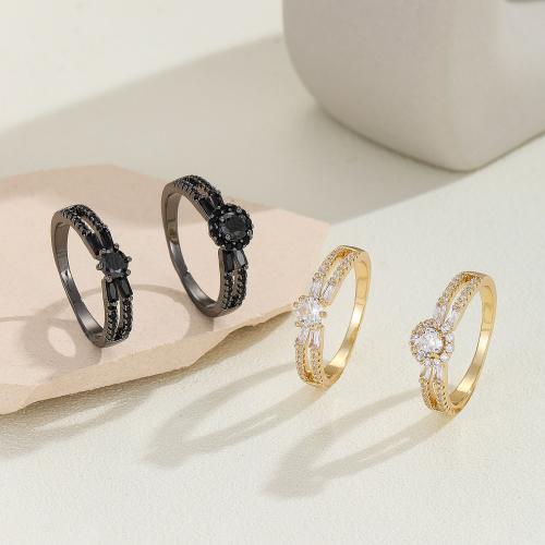 Fashion Brass Ring Set 2 pieces & Unisex & micro pave cubic zirconia Sold By Set