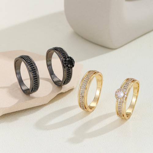 Fashion Brass Ring Set 2 pieces & Unisex & micro pave cubic zirconia Sold By Set