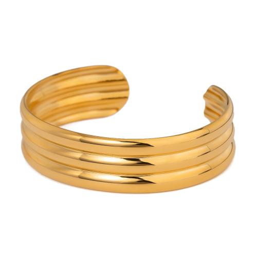 Stainless Steel Bangle, 304 Stainless Steel, Vacuum Ion Plating, fashion jewelry & for woman, golden, 17mm, Inner Diameter:Approx 59mm, Sold By PC