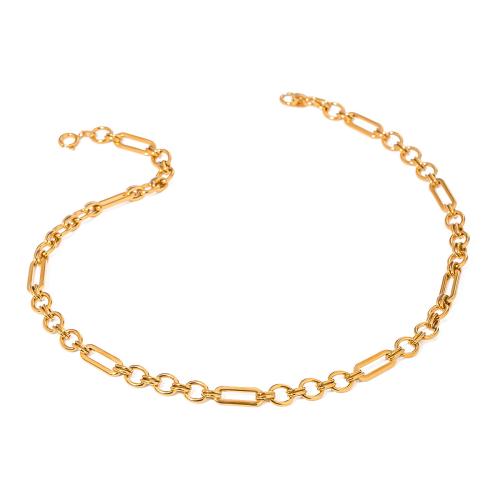 Collar de acero inoxidable de la joyería, acero inoxidable 304, 18K chapado en oro, para mujer, dorado, longitud:aproximado 40 cm, Vendido por UD