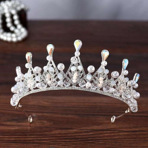 Bridal Tiaras Zinc Alloy with Crystal & Rhinestone & Plastic Pearl fashion jewelry & for woman diameter 155mm height 56mm Sold By PC