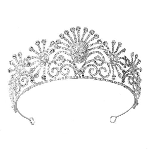 Bridal Tiaras Zinc Alloy fashion jewelry & for woman & with rhinestone silver color width 155mm height 60mm Sold By PC