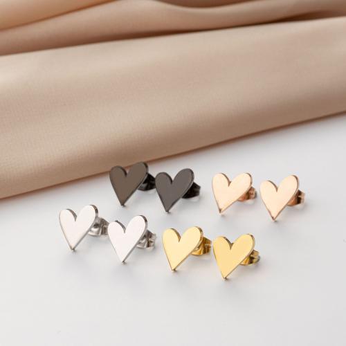 Stainless Steel Stud Earrings 304 Stainless Steel Heart Vacuum Ion Plating fashion jewelry & for woman Sold By Bag