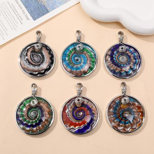 Pendentifs Murano de mode, chalumeau, avec alliage de zinc, Placage de couleur argentée, DIY, plus de couleurs à choisir, 62x46mm, 24PC/sac, Vendu par sac