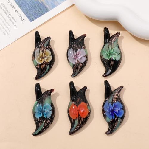 Fashion Lampwork Pendants, DIY, more colors for choice, 48x21mm, 24PCs/Bag, Sold By Bag