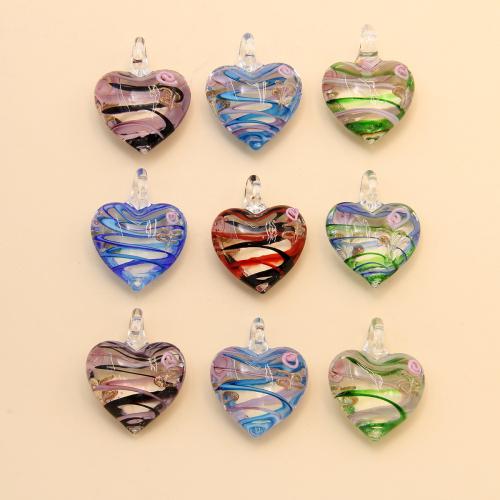 Pendentifs Murano de mode, chalumeau, coeur, DIY, plus de couleurs à choisir, 41x31mm, 24PC/sac, Vendu par sac