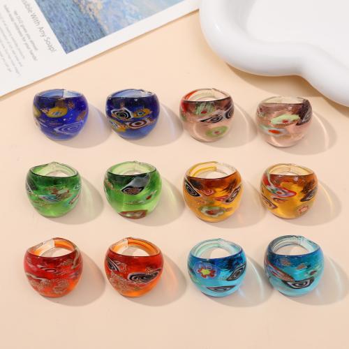 Anillos, Cristal de murano, Joyería & unisexo, más colores para la opción, 26x25mm, 24PCs/Bolsa, Vendido por Bolsa