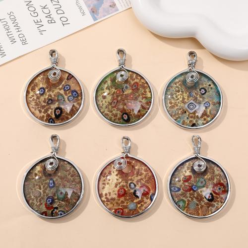 Pendentifs Murano de mode, chalumeau, avec alliage de zinc, Placage de couleur argentée, DIY, plus de couleurs à choisir, 62x46mm, 24PC/sac, Vendu par sac