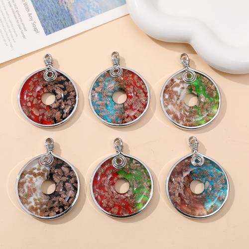 Colgantes de Cristal de Murano, con aleación de zinc, chapado en color de plata, Bricolaje, más colores para la opción, 54x43mm, 24PCs/Bolsa, Vendido por Bolsa