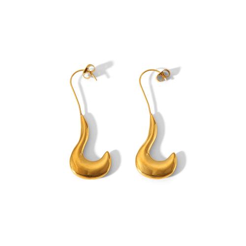 Boucle d'oreille goutte inox, Acier inoxydable 304, bijoux de mode & pour femme, doré, 17.80x50.50mm, Vendu par paire