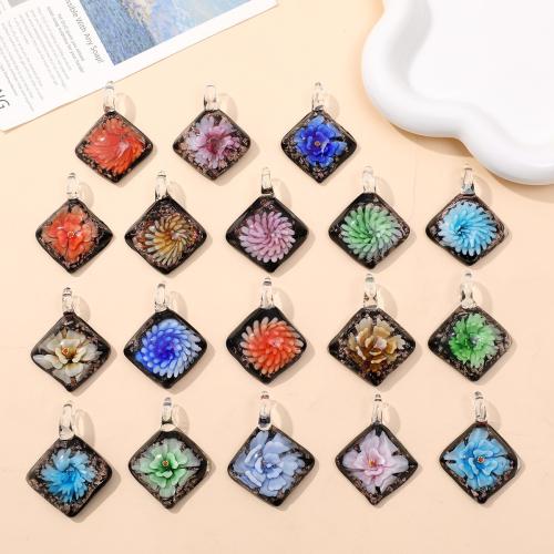 Pendentifs Murano de mode, chalumeau, Losange, DIY, plus de couleurs à choisir, 49x36mm, 24PC/sac, Vendu par sac