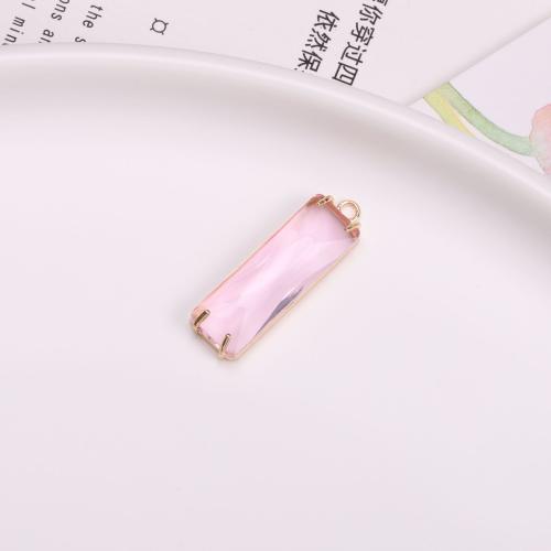 Brass Jewelry Pendants, with Crystal, Rectangle, gold color plated, DIY, more colors for choice, nickel, lead & cadmium free, 11x34mm, 100PCs/Bag, Sold By Bag