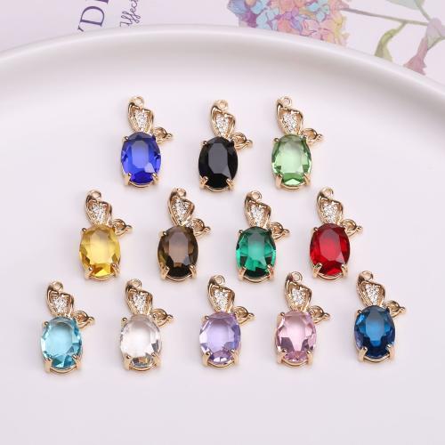 Cubic Zirconia Micro Pave Brass Pendant, with Crystal, Butterfly, gold color plated, DIY & micro pave cubic zirconia, more colors for choice, nickel, lead & cadmium free, 14x26mm, 100PCs/Bag, Sold By Bag