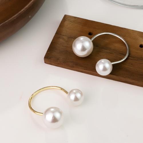 Tibetan Style Finger Ring, with ABS Plastic Pearl, plated, fashion jewelry, more colors for choice, nickel, lead & cadmium free, Sold By PC