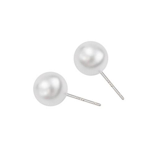 Lo zinco in lega Stud Earring, lega in zinco, with perla in plastica, placcato, gioielli di moda & formato differente per scelta, bianco, assenza di nichel,piombo&cadmio, Venduto da coppia