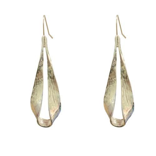 Boucles d'oreilles en alliage de zinc, Placage de couleur d'or, bijoux de mode, doré, protéger l'environnement, sans nickel, plomb et cadmium, 23x81mm, Vendu par paire