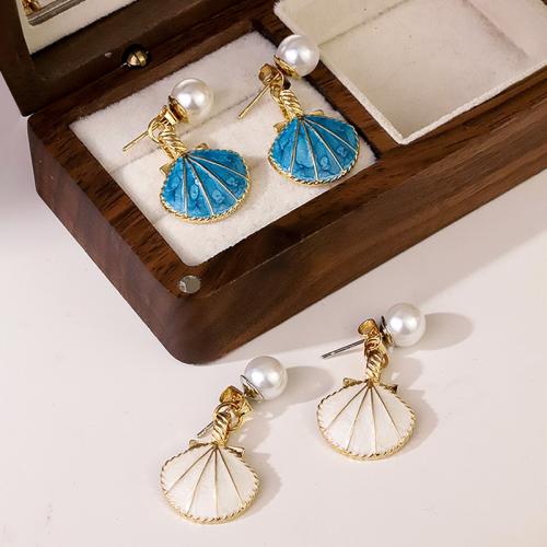 Tibetan Style Drop Earrings, with ABS Plastic Pearl, plated, fashion jewelry & enamel, more colors for choice, nickel, lead & cadmium free, 17x29mm, Sold By Pair