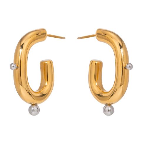 Stainless Steel Stud Earrings 304 Stainless Steel with Plastic Pearl fashion jewelry & for woman gold Sold By Pair