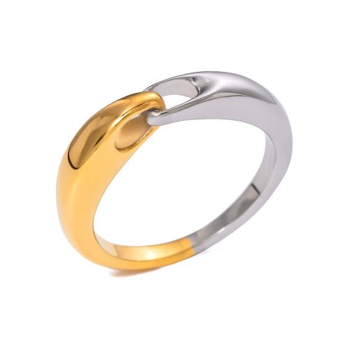 Stainless Steel Finger Ring 304 Stainless Steel fashion jewelry & for woman & two tone US Ring Sold By PC