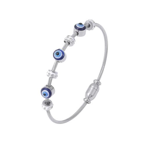 Titanium Steel Bracelet & Bangle, fashion jewelry & for woman & enamel & with rhinestone, original color, Sold By PC