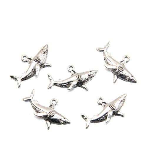 Zink Alloy Animal Hängen, Haj, plated, DIY, silver, 17x31mm, Säljs av PC