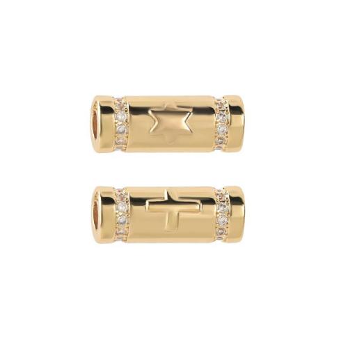 Cubic Zirconia Micro Pave Brass Beads, plated, DIY & different styles for choice & micro pave cubic zirconia, golden, Sold By PC