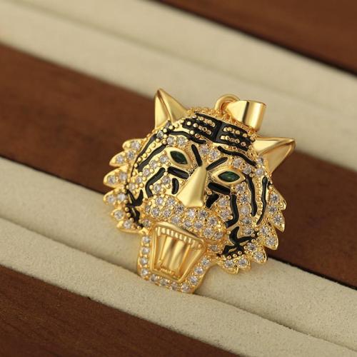 Cubic Zirconia Micro Pave Brass Pendant plated DIY & micro pave cubic zirconia & enamel golden Sold By PC