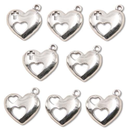 Tibetan Style Heart Pendants, plated, DIY & different styles for choice, silver color, Sold By PC