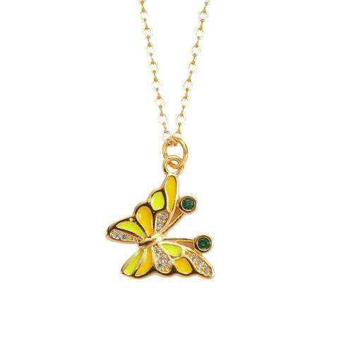 Cubic Zirconia Micro Pave Brass Pendant, Butterfly, plated, DIY & micro pave cubic zirconia & enamel, more colors for choice, Sold By PC