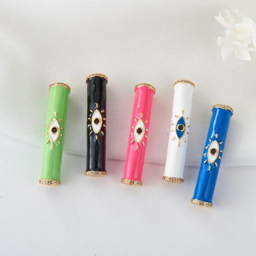 Fashion Evil Eye Jewelry Beads, Brass, plated, DIY & micro pave cubic zirconia & enamel, more colors for choice, Sold By PC