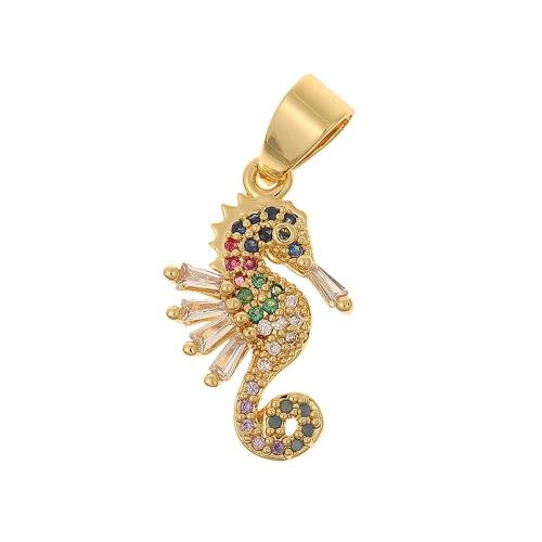 Cubic Zirconia Micro Pave Brass Pendant, Seahorse, plated, DIY & micro pave cubic zirconia, more colors for choice, Sold By PC