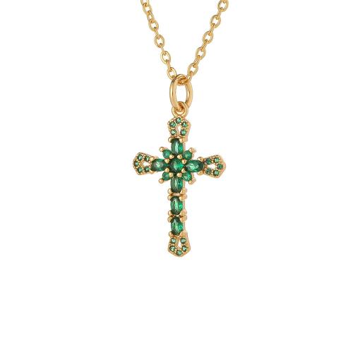 Cubic Zirconia Micro Pave Brass Pendant, Cross, plated, DIY & micro pave cubic zirconia, more colors for choice, Sold By PC