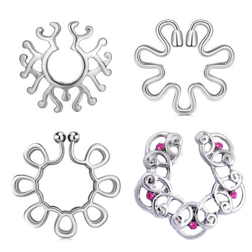 Fashion Personality Body Piercing Jóias e acessórios, liga de zinco, with cobre, unissex & Vario tipos a sua escolha & com strass, prateado, 2PCs/Bag, vendido por Bag