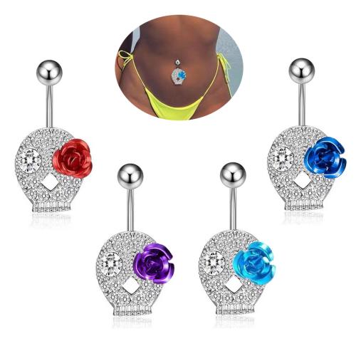 Stainless Steel Belly Ring 304 Stainless Steel with Brass Unisex & with rhinestone Sold By PC