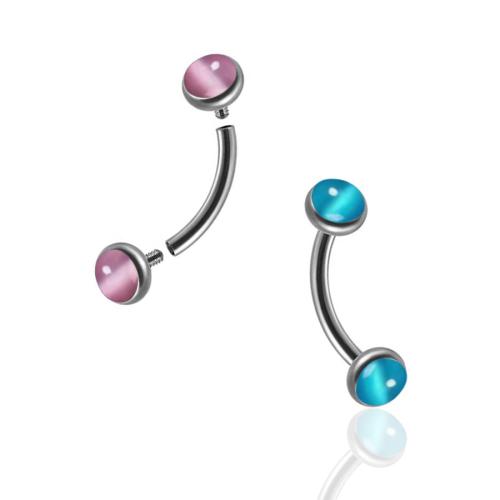 Stainless Steel Lip Ring, 304 Stainless Steel, with Cats Eye, polished, Unisex, more colors for choice, Sold By PC