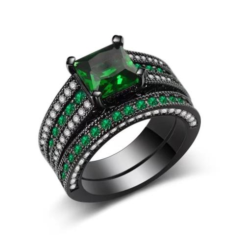 Anillo de Aleación de Zinc, chapado, diverso tamaño para la opción & micro arcilla de zirconia cúbica & para mujer, más colores para la opción, Vendido por UD