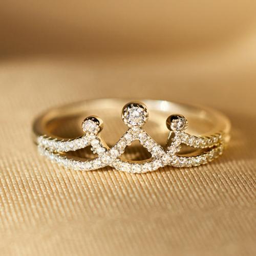 Zinc Alloy Finger Ring plated & micro pave cubic zirconia & for woman silver color Sold By PC