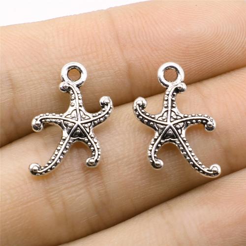 Zinc Alloy Animal Pendants Starfish antique silver color plated DIY Sold By PC