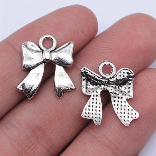 سبائك الزنك BOWKNOT المعلقات, مطلي, ديي, المزيد من الألوان للاختيار, 17x15mm, تباع بواسطة PC