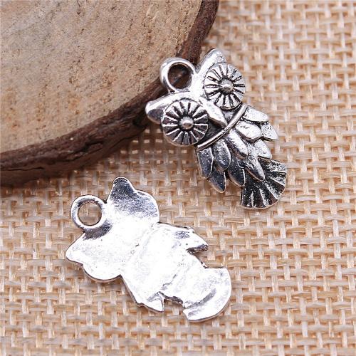 Zinc Alloy Animal Pendler, Owl, forgyldt, du kan DIY, flere farver til valg, 20x11mm, Solgt af PC