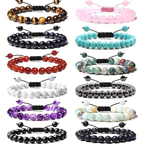 Pulseiras de pedras preciosas, misto de pedras semi-preciosas, with Pedra natural, materiais diferentes para a escolha & unissex, Mais cores pare escolha, comprimento 19 cm, vendido por PC