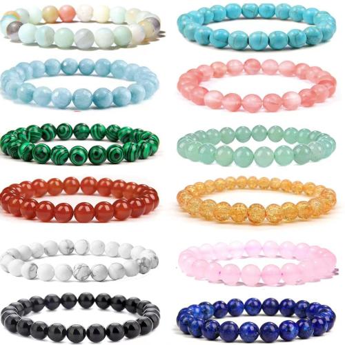 Gemstone Bracelets, with Natural Stone, different materials for choice & for woman, more colors for choice, Length:19 cm, Sold By PC