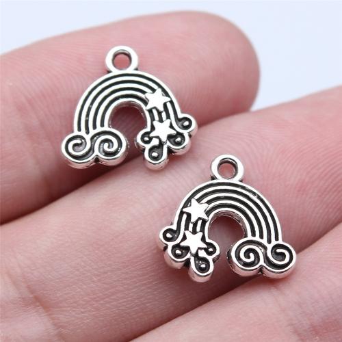 Sinc Alloy Pendants, Dhathach, dath airgid antique plátáilte, DIY, 14x14mm, Díolta De réir PC